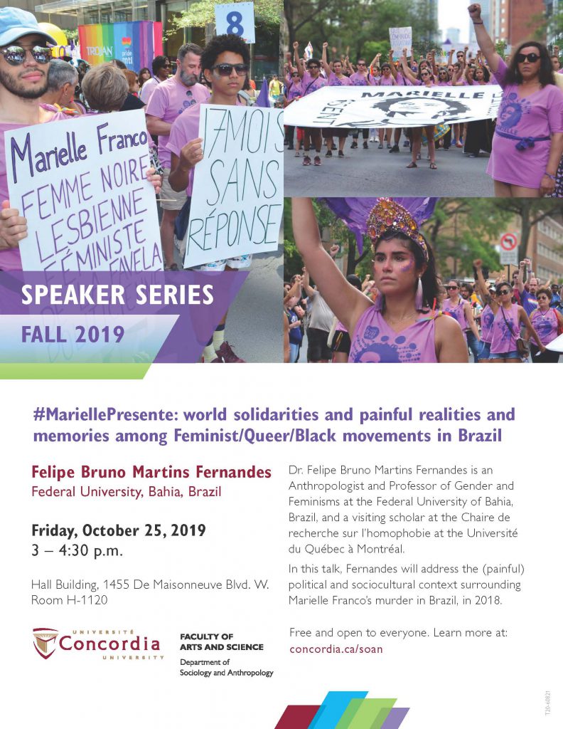 Dia de Muertos at Concordia University, Department of Sociology and Anthropology, Alejandro Hernandez, Marielle Franco